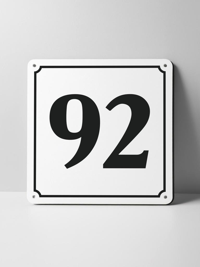 Metal Sign Black House Number On White Background Outdoor Wall Art Decor