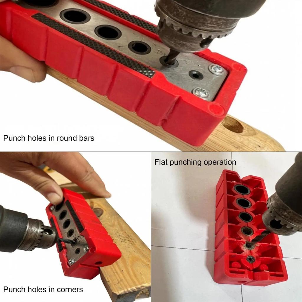 2 12mm Vertical Pocket Hole Jig 9 Hole Drill Bit Guide Jig Positioner Locator CNC Engraving Scale Wood Panel Hole Puncher Locator Woodworking
