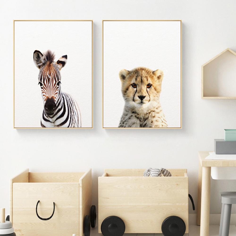 Safari Baby Animals Lion Tiger Zebra Poster Canvas Painting Nursery Wall Art Print Child Room Picture Nordic Kids Bedroom Decor