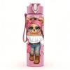 1PC Fashion Teddy Bear Puppy Cartoon 750ml Color Plastic Sports Water Bottle Leakproof Flip Straw Lid Suitable for Sports Office Home Use