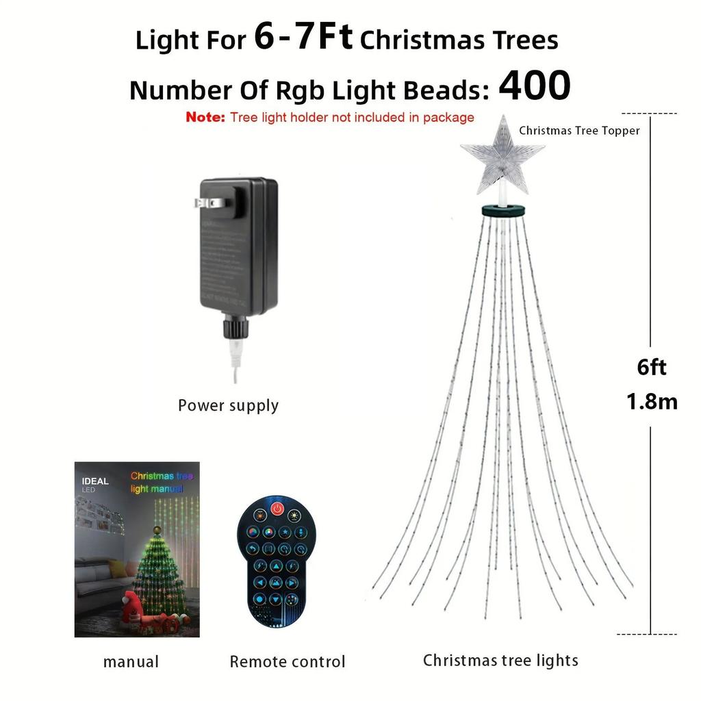 Christmas Tree LED Lights 400LEDs Smart RGB LED String Lights Holiday Decoration for Indoor Outdoor Tree APP/Remote Control