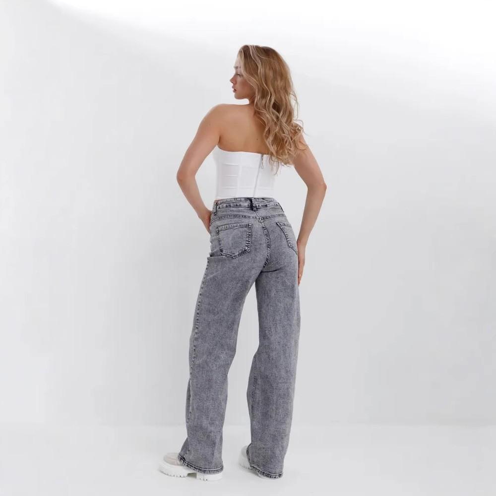 Women's Casual Fashion High Waist Straight Floor-length Jeans