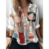 New Women's Long Sleeve Shirt, Machine Washable Polyester Fabric, Button Printed Shirt