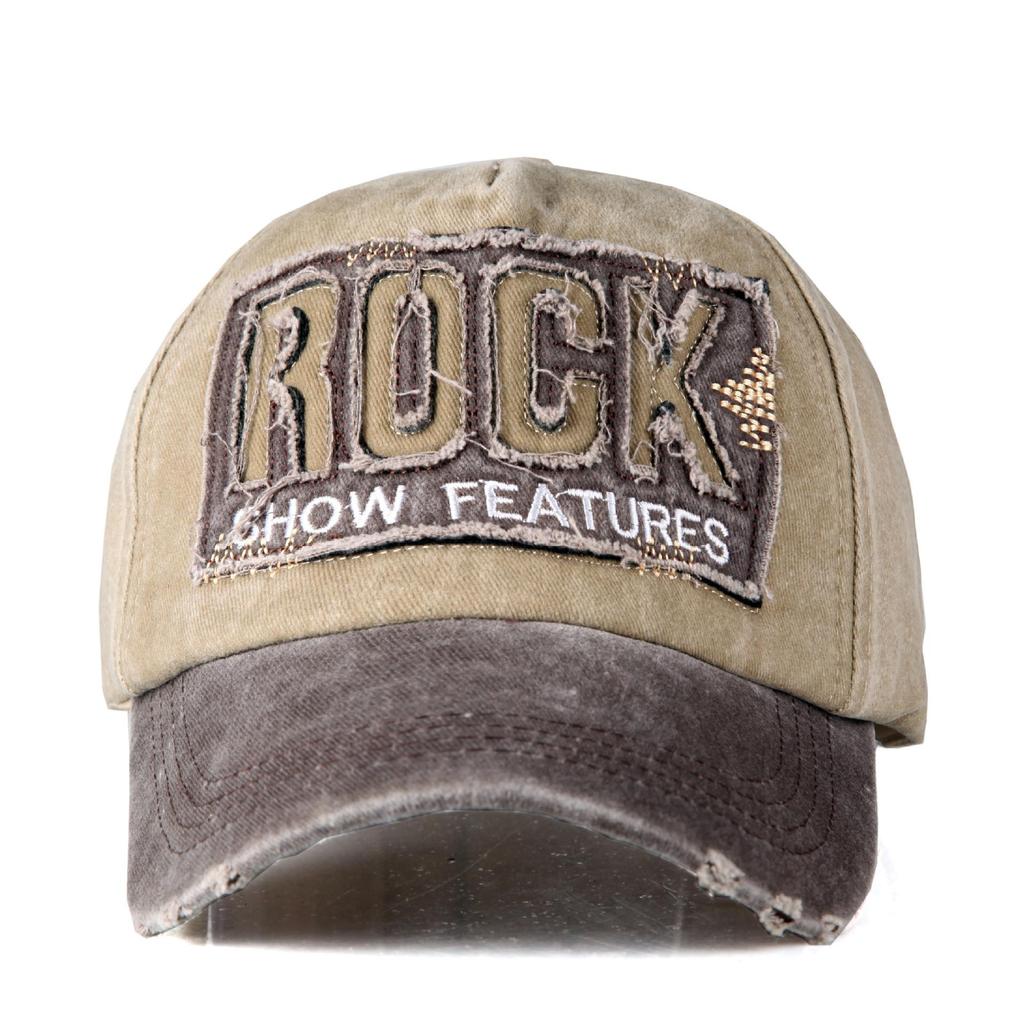 Unisex Washed Cotton Duckbill Hat with Rock Embroidered Patch – Winter Large Brim for Casual Outdoor Fishing