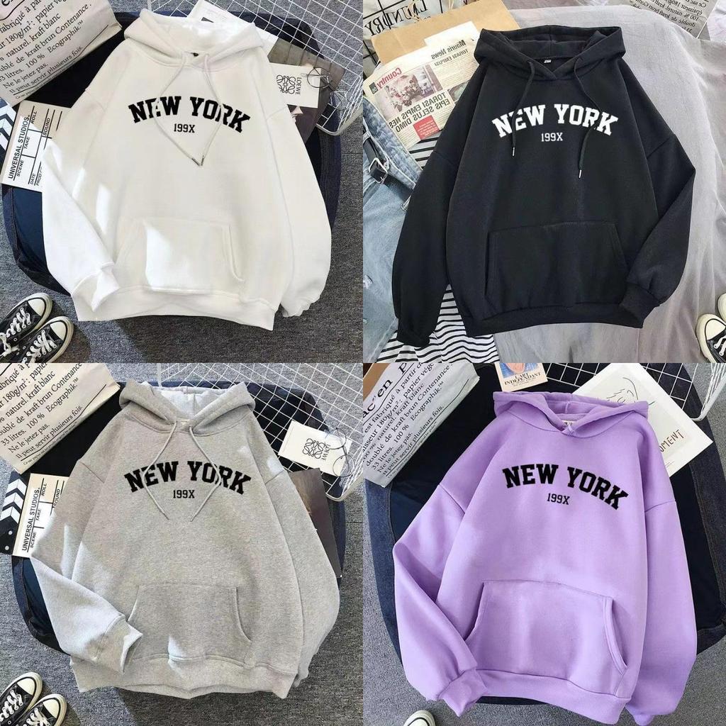New York Letter Number Hoodie For Women With Polyester Fabric Casual Fall