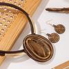 New Design Jewelry Set Fashion Water Drop Resin Gems Aluminum Wire Handmade Braided Necklace Earrings Women's Party Accessories
