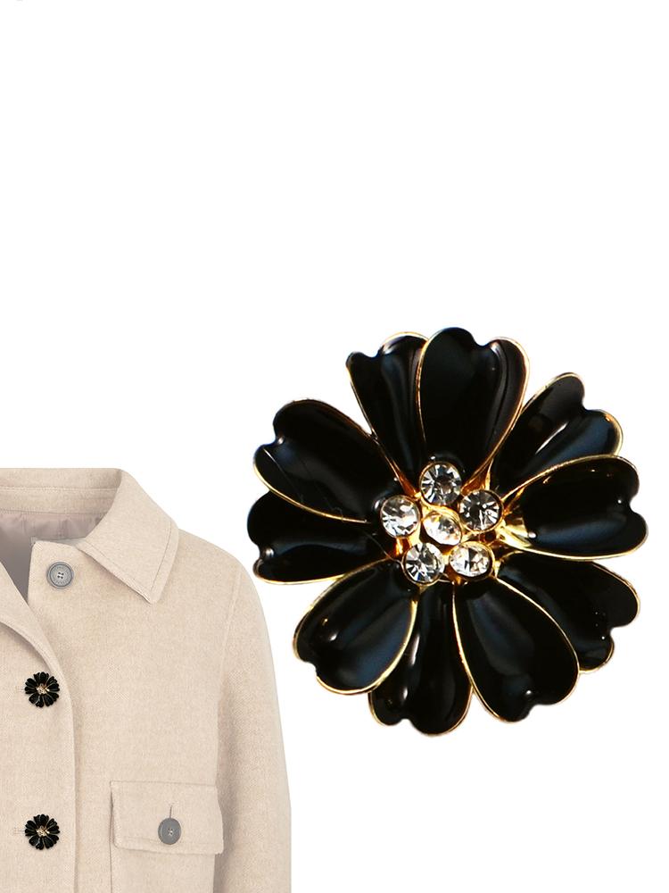 Petal Rhinestone Cufflinks Rhinestone Flower Shaped Decoration Button Cover Cufflinks For Women For Sewing Jeans Dress Fabric