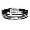Boho Style Cross Bracelet, Light Luxury Micro-diamond Magnetic Buckle Bracelet, PU Leather Bracelet