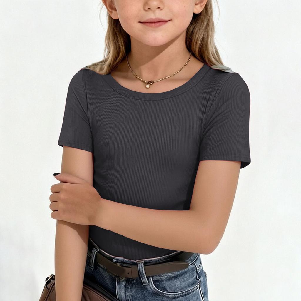 Children's Striped Knit Short-Sleeve Fitted T-Shirt