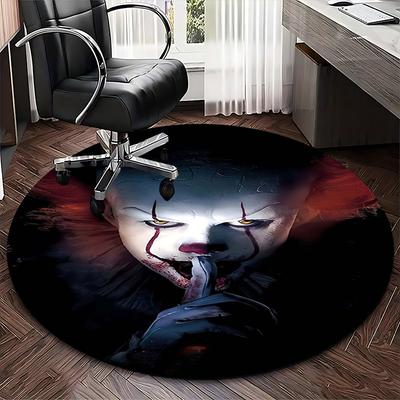 1pc Pennywise Clown Round Carpet Office Chair Mat, Anti Slip Rug for Home Decor, Anime Design Gift, Office, Living Room, Bedroom