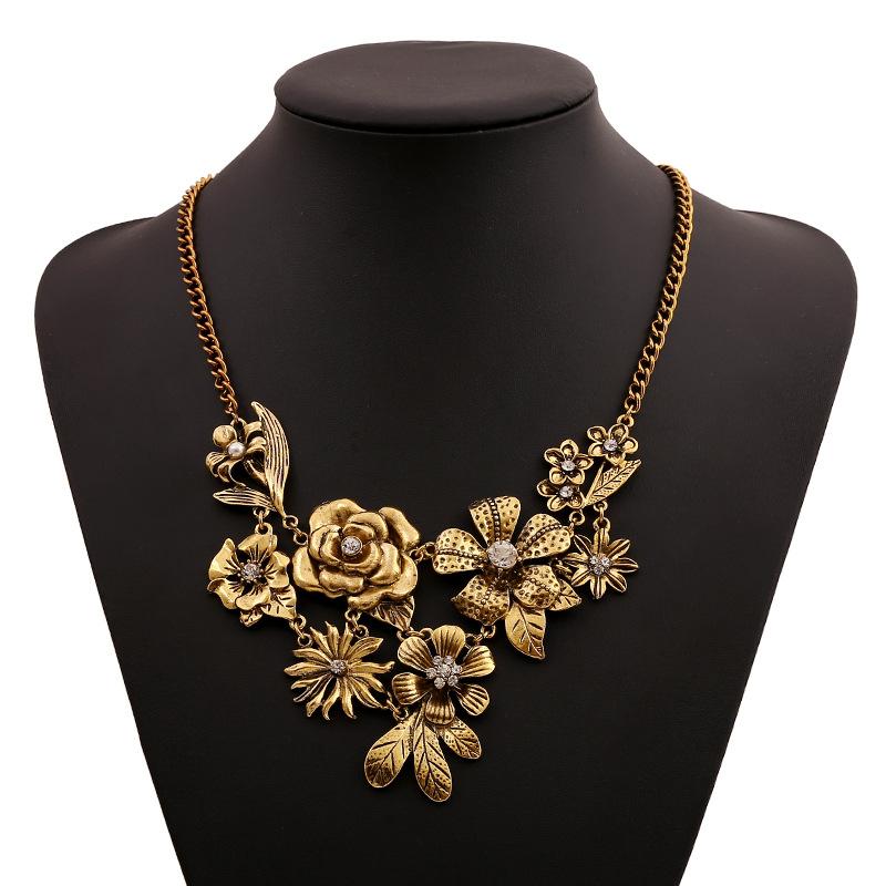 Vintage Diamond Flower Necklace Sweater Necklace