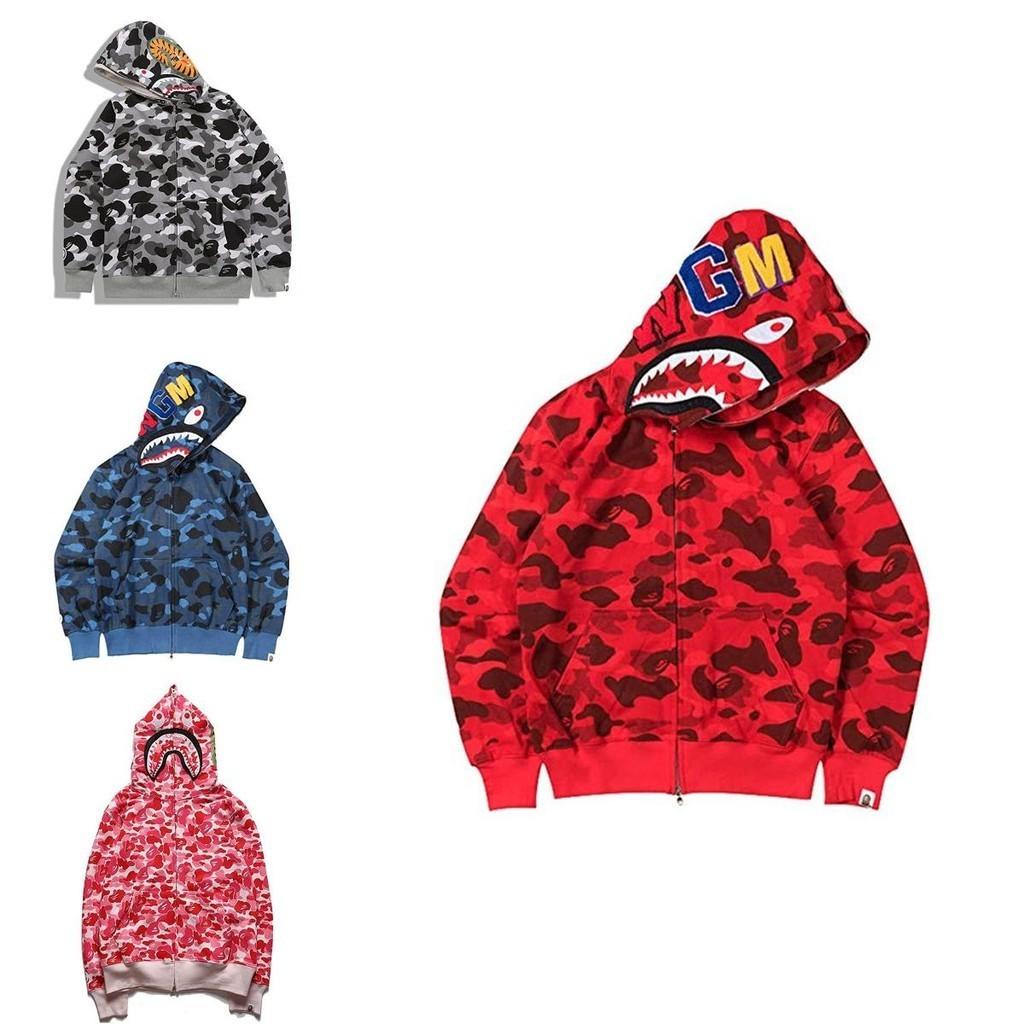 Felpa Mimetica Vivace con Stampa di Squalo Calda Streetwear Per Uomo Donna