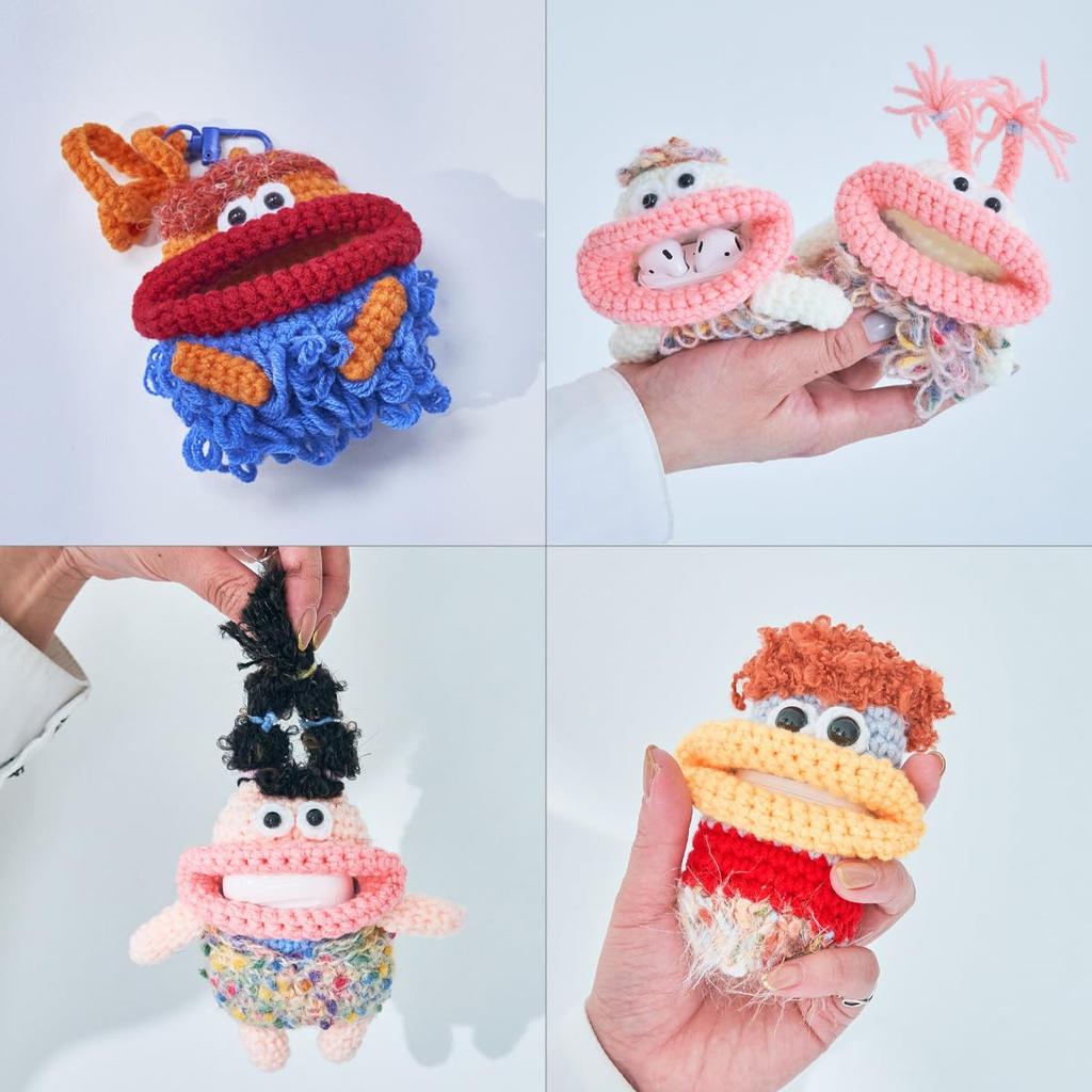 Macaroni Edge Airpods Handmade Yarn Mascot Case for Airpods Pro Case, Airpods, (2nd Generation) (Airpods Pro/Pro (2nd Generation), Mojarin)