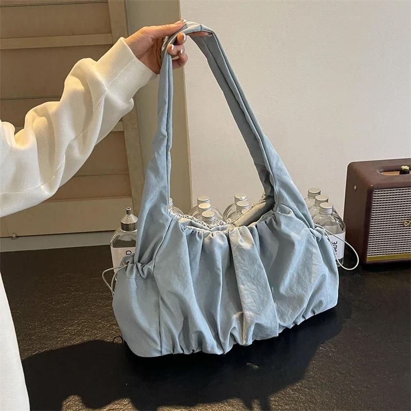 Casual  Shoulder Bag for Women with Zipper Soft Interior Compartment Monochromatic Stitching Line High Quality