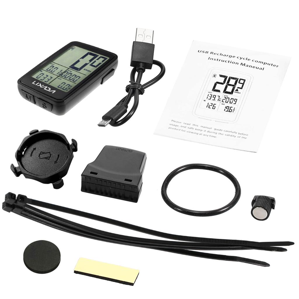 Lixada USB Ricaricabile Wireless Computer da Bicicletta Ciclocomputer Tachimetro Contachilometri con Supporto per Montaggio Computer