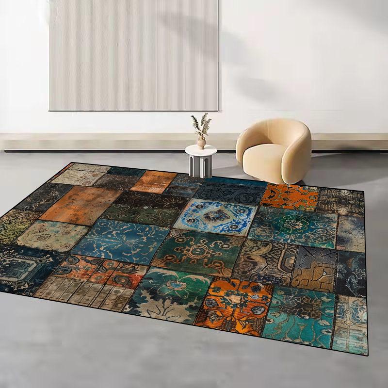 Retro Abstract Style Carpet Living Room Decoration Light Luxury Easy Clean Non-slip Sofa Side Rugs for Bedroom Floor Mat Tapete