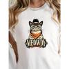 Cowboy Cat MEOWDY G500L Women's T-Shirt - Pure Comfort Fit Western Cowboy & Cat Graphic Tee with MEOWDY Print, Round Neck Casual