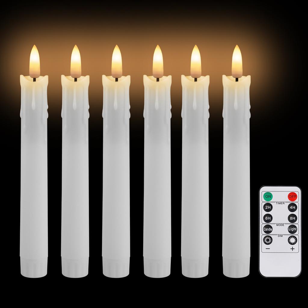 Pack of 6 LED Flameless Taper Candles Battery Operated Flickering Window Candle for Christmas Wedding Church Decor Party Supplie
