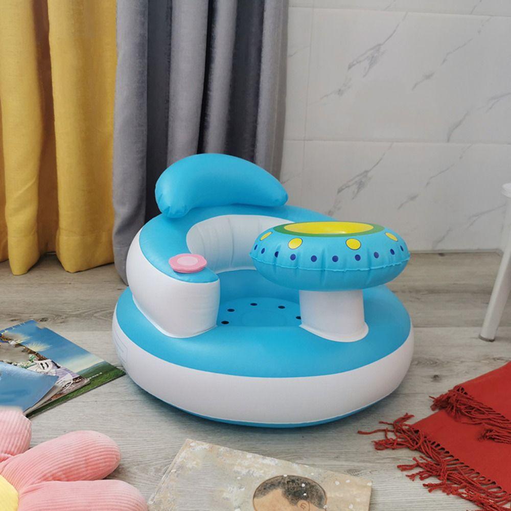 Samonapompowywana dmuchana sofa dla niemowląt z funkcją muzyczną Stołek do nauki siedzenia dla malucha Chłopiec/Dziewczynka