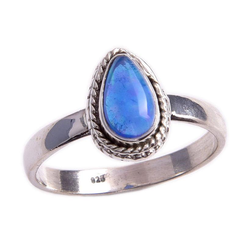 Natural Ethiopian Opal Gemstone 925 Solid Sterling Silver Jewelry Ring S.10 R0P08