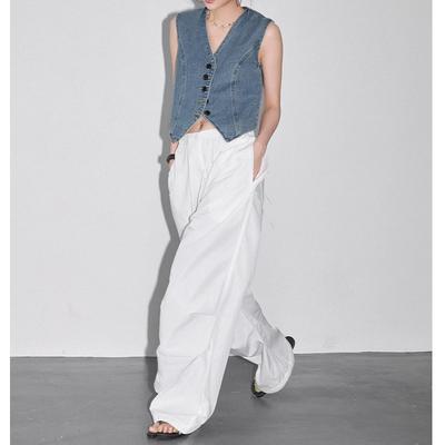 Hochwertige neue koreanische V-Ausschnitt-Jeansweste mit lockerer Passform für Damen mit ärmellosem Tank-Top