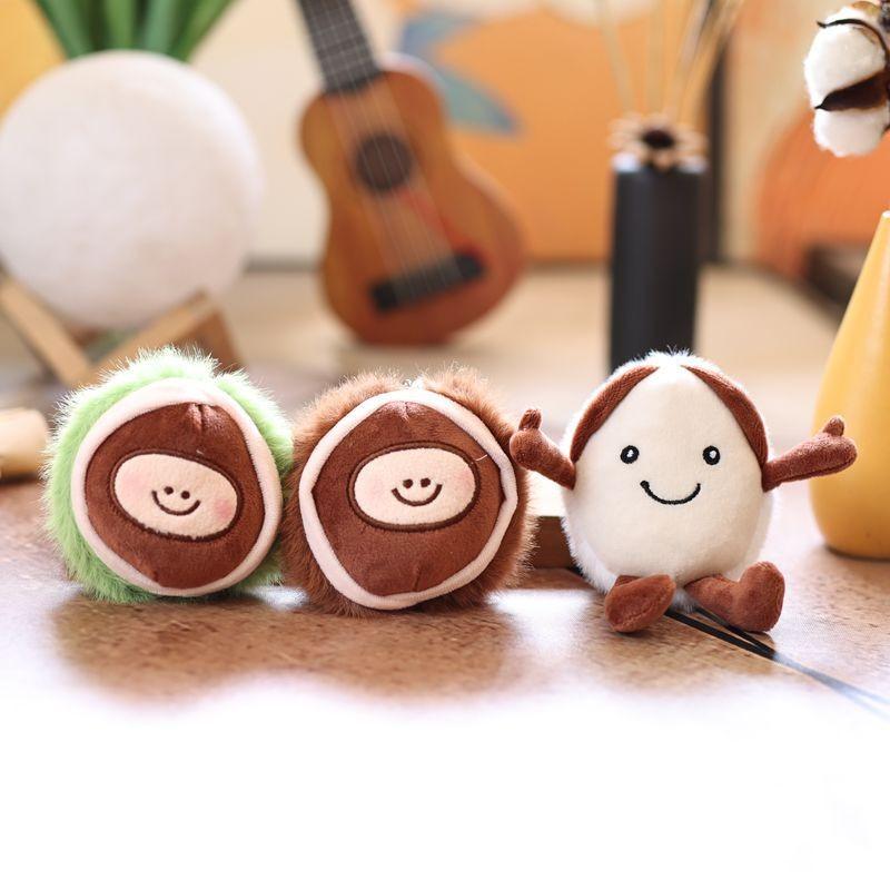 Adorable Chestnut Chinese Plush Keychain Charm Key Loop Bag Decoration Doll
