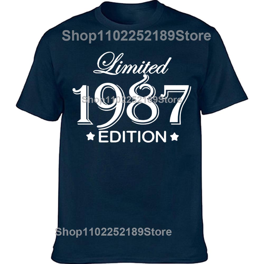 Novelty Awesome 1987 38 Years Old T Shirts Tee Tops Round Neck Short-Sleeve Fashion Tshirt Clothing Casual Basic T-shirts