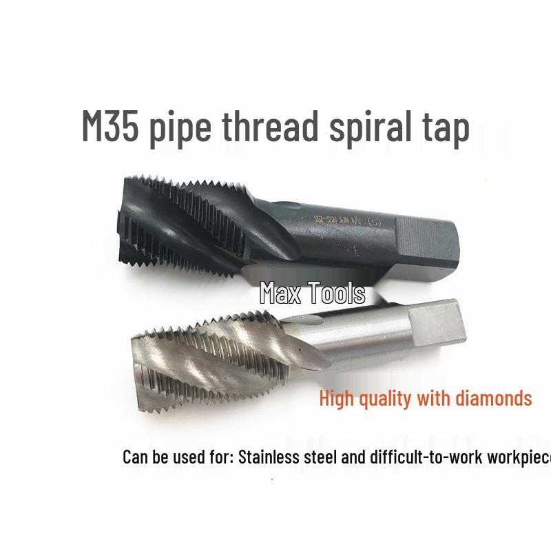 Pipe Thread M35 Cobalt Tapered Spiral Tap, British American Standard G1/8, 1/4, ZG3/8, RC1/2, NPT3/4 G1/8