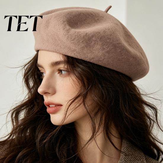 Herbstmode Accessoires Damen Französische Baskenmütze, Wollmischung Künstler Retro Warmes Geschenk für Sie Malerhut, Einfarbige Gemütliche Winter Weiche Textur Mütze