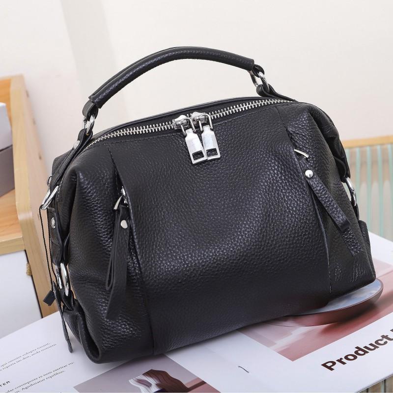 

Head Layer Cowhide Bag Crossbody Women s Leather Versatile Handbag Large Capacity Commuting Shoulder чорний