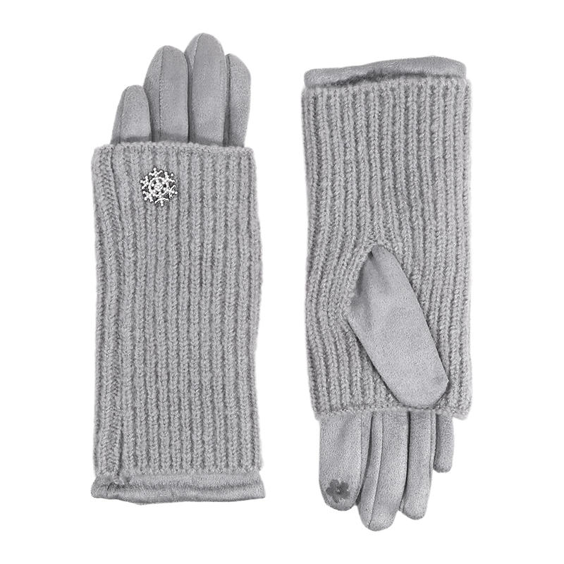 Women s Snowflake Knit Warm Gloves Stylish Thickened Wool Student Cycling Touchscreen Split-Finger Thermal Gloves