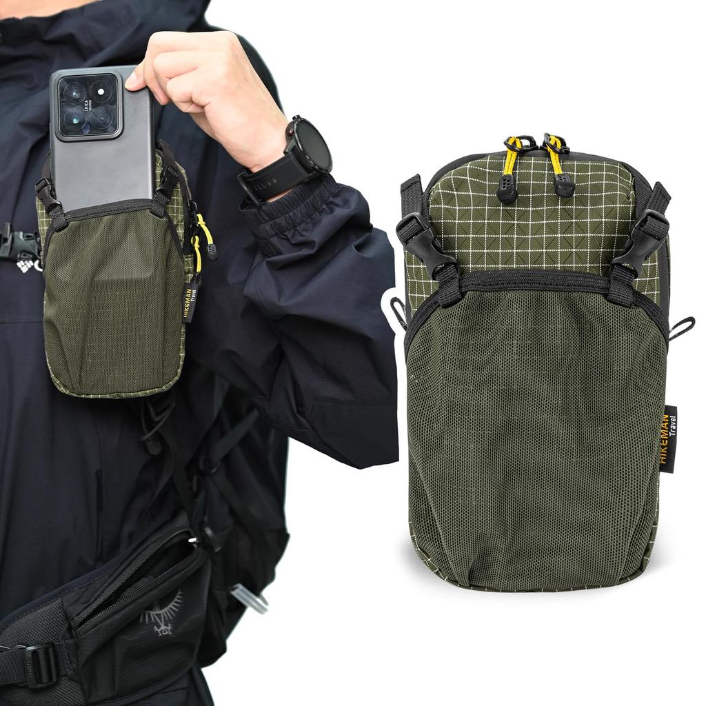 Large Capacity Smartphone Belt Backpack Carabiner Easy to Interior Mesh Waterproof Ideal for Outdoor and Work Men's Pouch, Pouch, Pouch, 3-Way