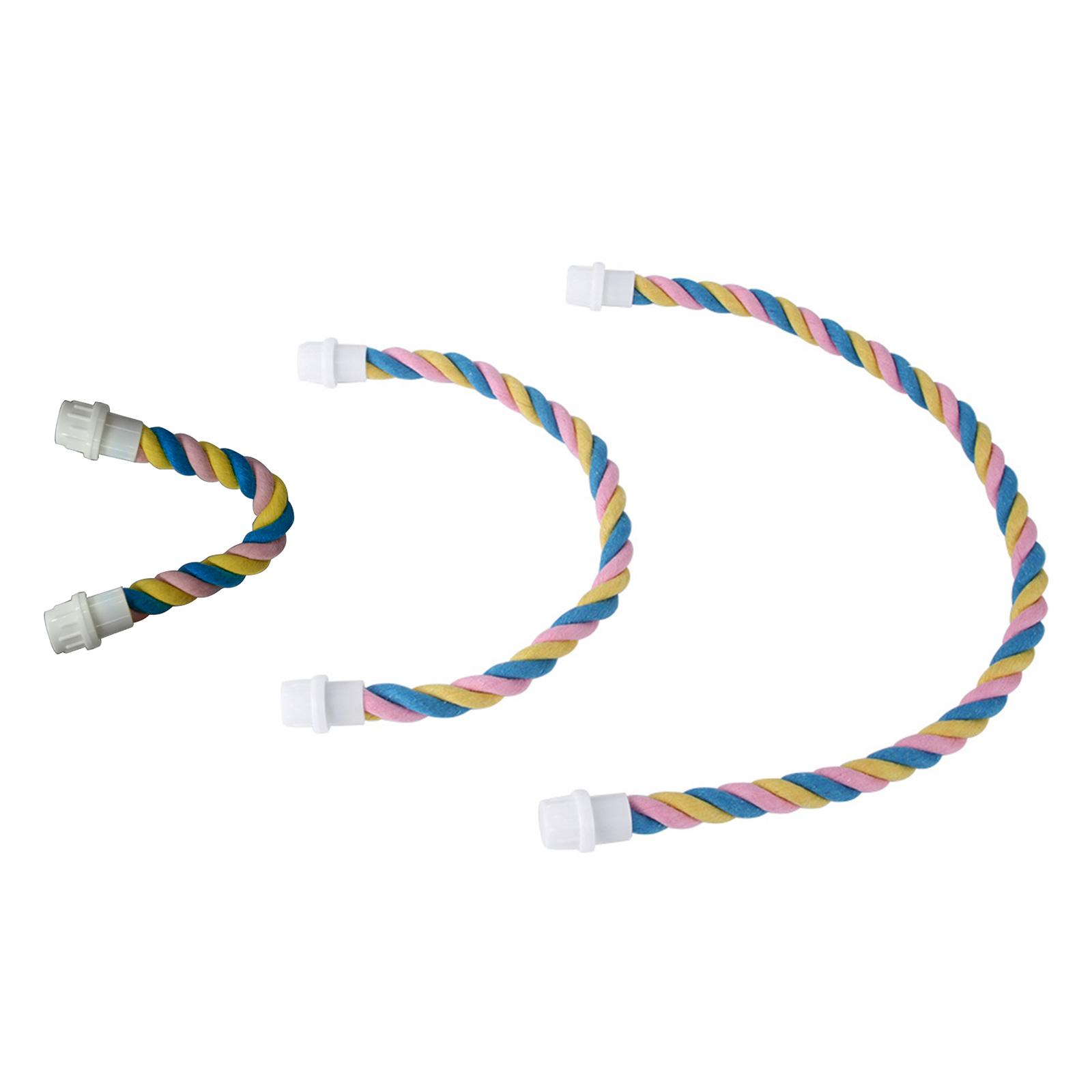 Adjustable Parrot Cage Stand Climbing Cotton Rope Chewing Swing Toy Multicolored Braided Ropes Bungee Bird Toy Durable L