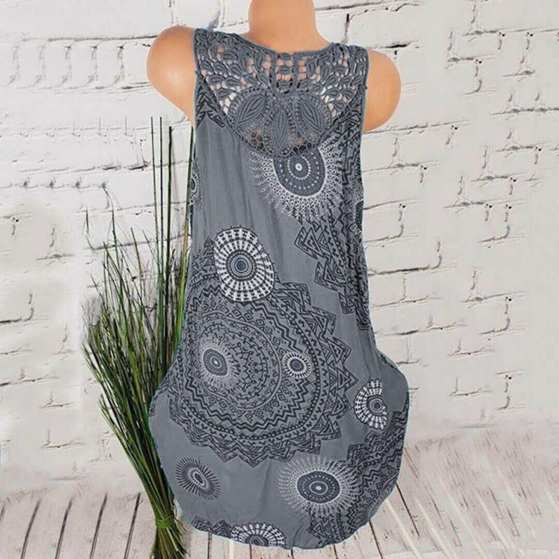 Women's Boho Sundress Midi Length Summer Evening Cocktail Party Beach Dress Size S To 5xl With Elegant Lace Hollow Design