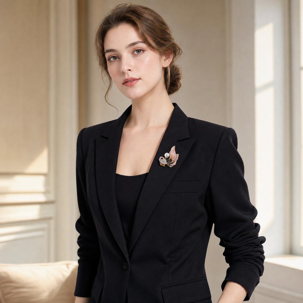 Gold Tone Alloy Fish Brooch Pin with Rhinestones and Pearl Accent for Women Suitable for Blazers Cardigans and Outerwear Accessories