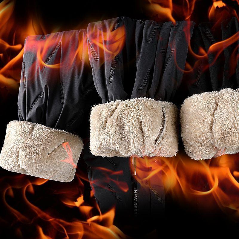 Men's Large Warm Cotton Trousers with Lamb Fleece, Three-Layer Thickened, Cold-Resistant, One-Piece Design