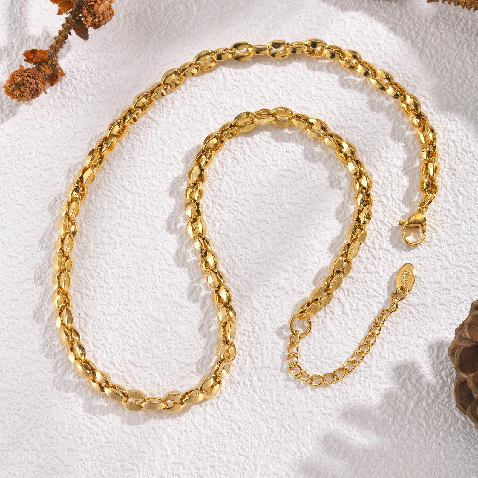 

Trendy Handmade Chain Necklace for Women,Stainless Steel Gold Color 5MM Width Necklaces,Fashion Jewelry Gifts