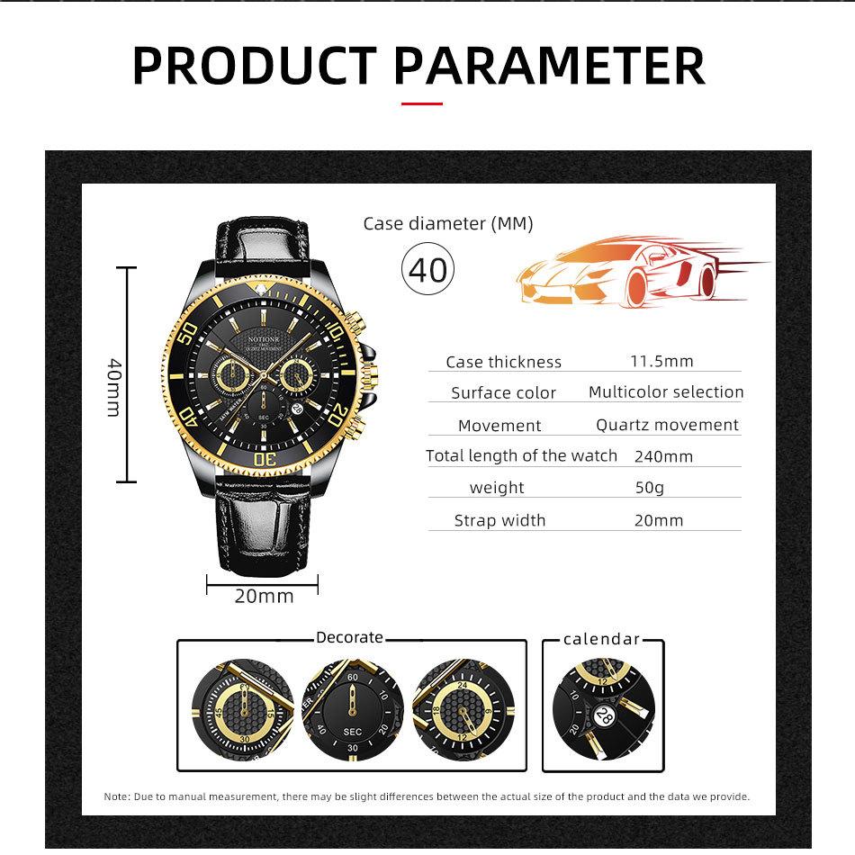 Fashion Business Men's Watch Large Dial Watch Sport Men's Watch Casual Watch Calendar Watch Leather strap
