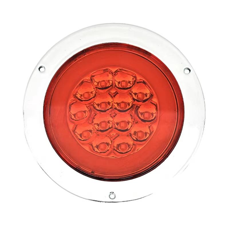 10-30V Hot Selling 4 Inch Round LED Indicator Tail Stop Reverse Flashing Light for Truck Trailer Rear Lamp with Chrome Grommet