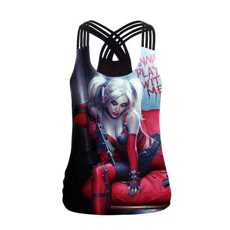 Movie Peripheral Clown Women Printed Halloween Strap Tank Top Fashion Sports Tank Top Yoga Clothing Women