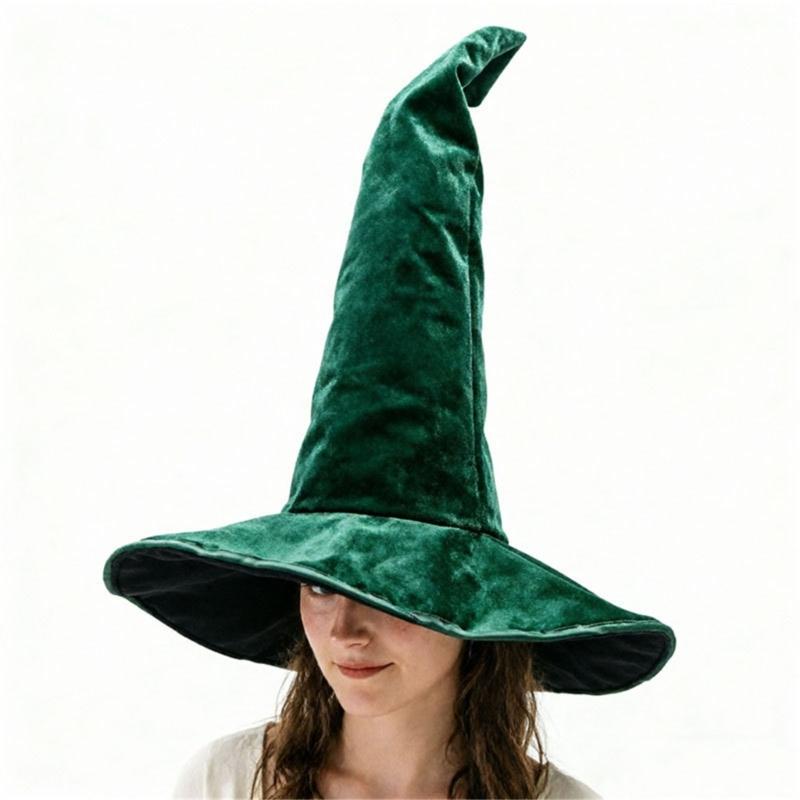 Tall Pointed Party Hat for Seasonal Costumes, Shapeable Outline and Tip with Soft Polyester Shell and Support Frame