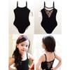 Black leotard with lace perfect for ballet and rhythmic sizes 130cm and 140cm back, gymnastics, (Black, 130cm)
