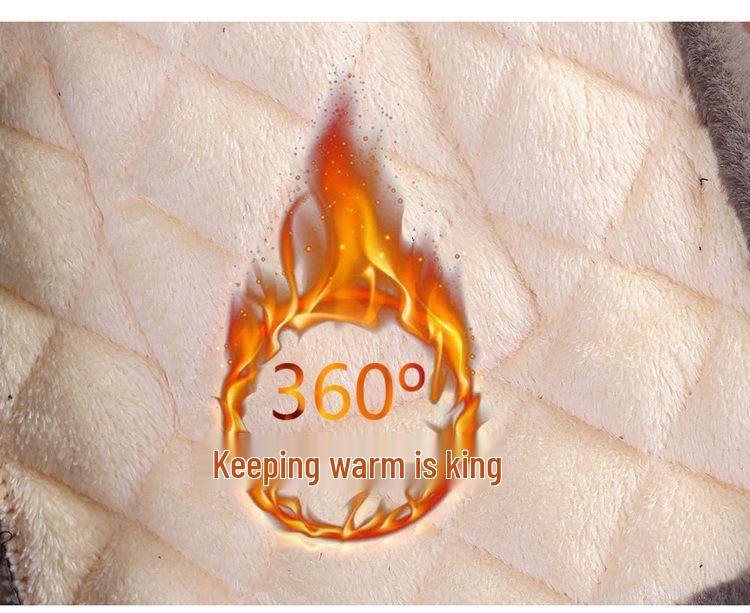 Warm Floral Cotton-Padded Jacket for Middle-Aged & Elderly Women - Fleece-Lined, Turn-Down Collar, Thickened Winter Coat