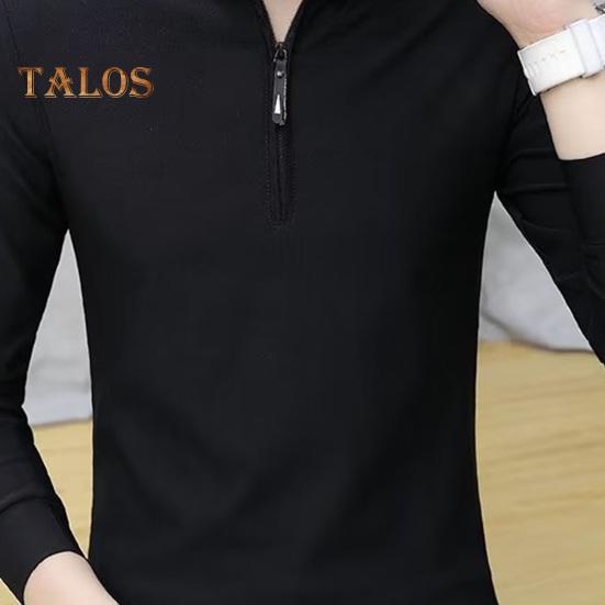 Vår Høst Skjorte Herre Langermet Halv Glidelås Slim Fit Stand Krage Pure Farge Mid Length Pullover Daglig slitasje Business Office Topp