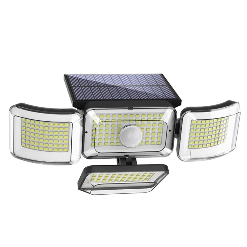 Solarleuchten für den Außenbereich, 288 LEDs, Solar-Sensor-Lampe, 4 Köpfe, verstellbare Bewegungssensor-Leuchten, 3 Modi