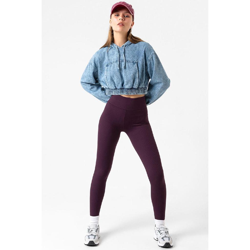 Indigo Indigo Indigo – Strickstrumpfhose mit hoher Taille, gerippt und elastischem Interlock-Bund