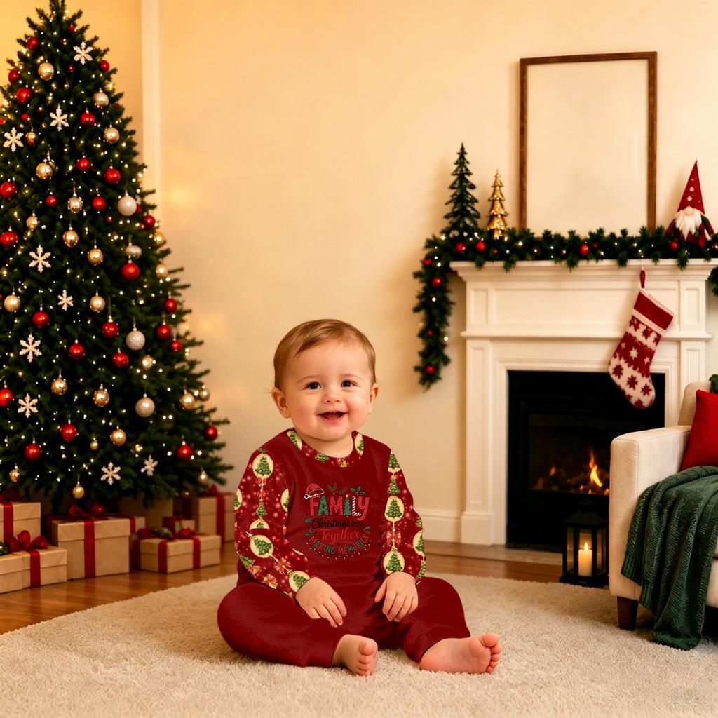 Christmas Print Family Matching Loungewear Set, Long Sleeve Top and Pants Home Wear for Holiday