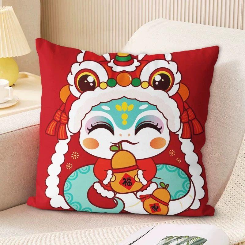New Snake Double-sided Pillow Red Super Soft Cushion Zodiac Sofa Living Room Festive Decorative Cushion
