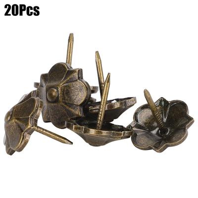20Pcs Sofa Bubble Nail Vintage Thicken 4-Leaf Clover Pattern Decorative Fasteners 20 X 22mm