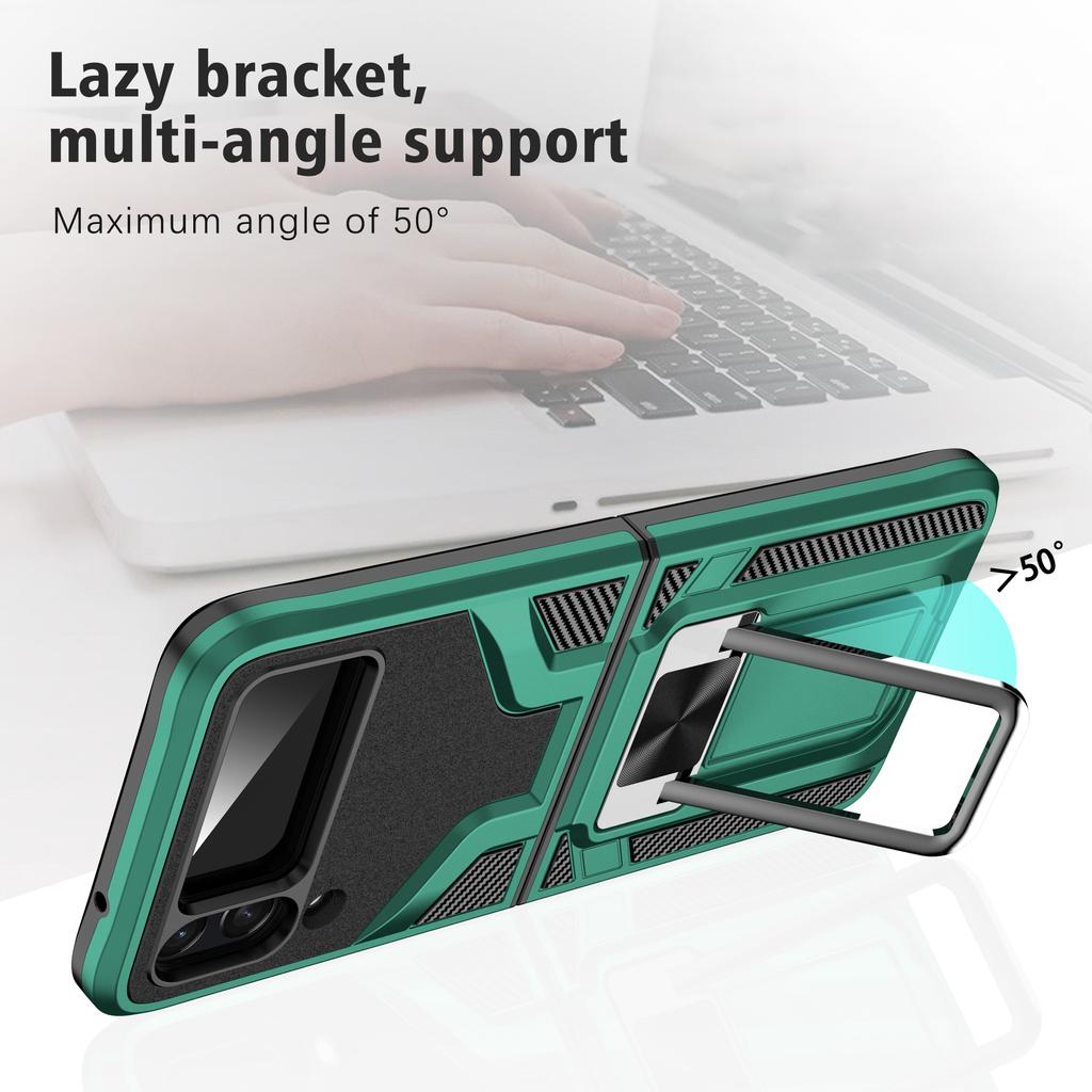 Shockproof Metal Ring Kickstand Case For Samsung Galaxy Z Flip 4 Flip4 Flip3 Flip 3 5g Anti -Knock Folding Cover Cases